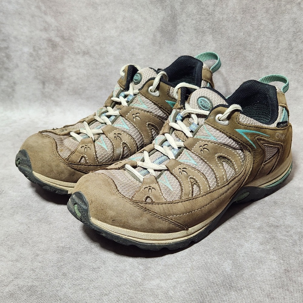 Oboz Mystic Low B-DRY Waterproof Hiking Shoes Womens 9 Brown Teal 70102